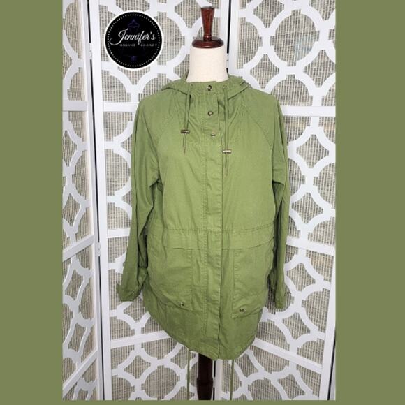 Forever 21 Women's Oversized Army Green Hooded Utility Jacket Size S - Picture 1 of 14